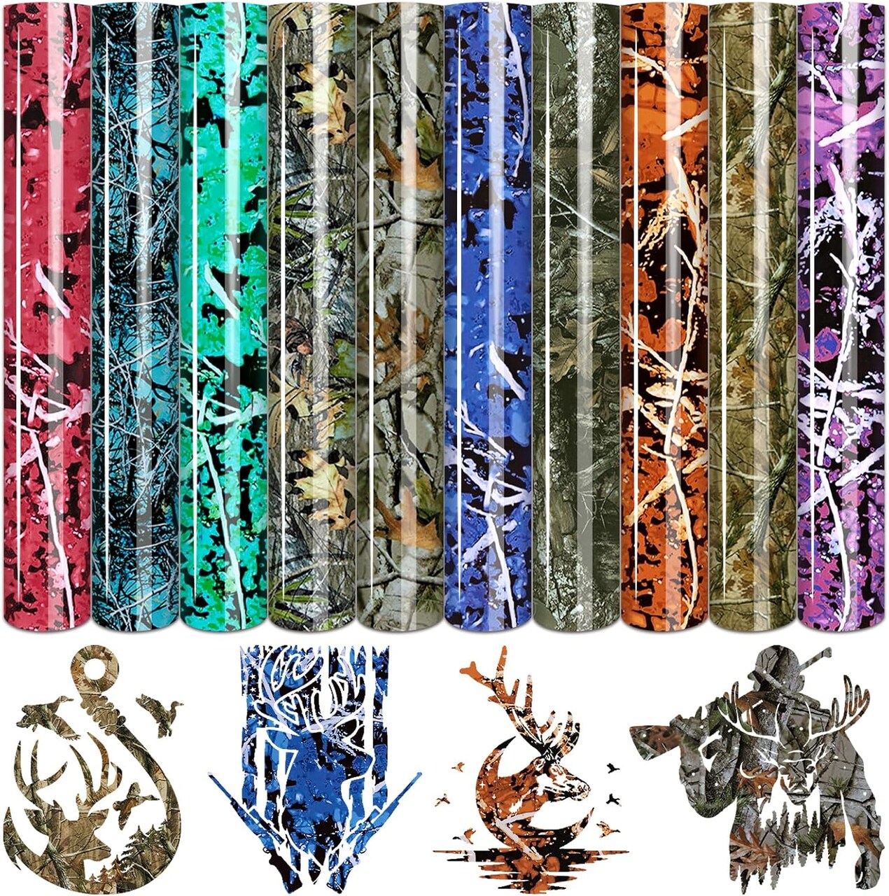 10 Sheets 10 x 12 Inch Camo Pattern Iron on Vinyl (Real Tree Color)